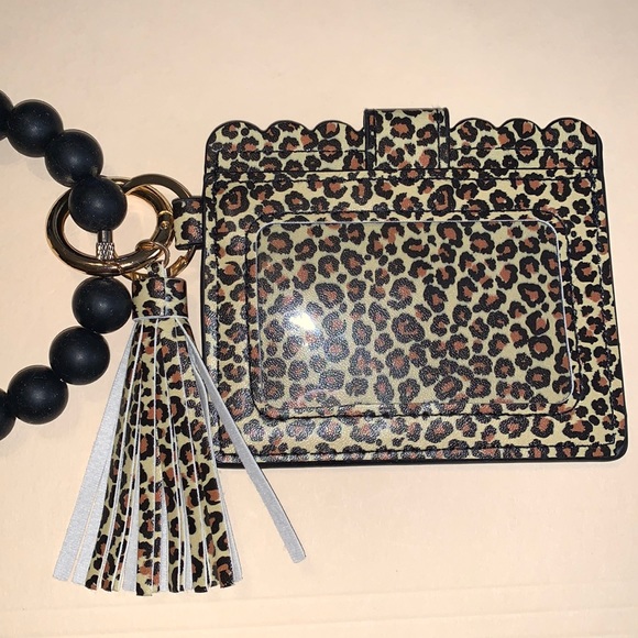 Leopard Print Card Holder with Tassel and Handmade Wristlet - Picture 4 of 4